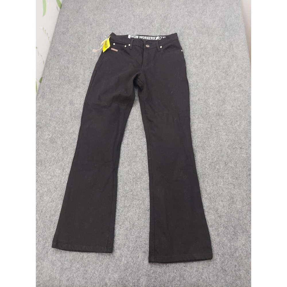 Ironworkers Jeans Womens 10 Black Padded Knees Bootcut Biker Work Denim BILT - Picture 3 of 14